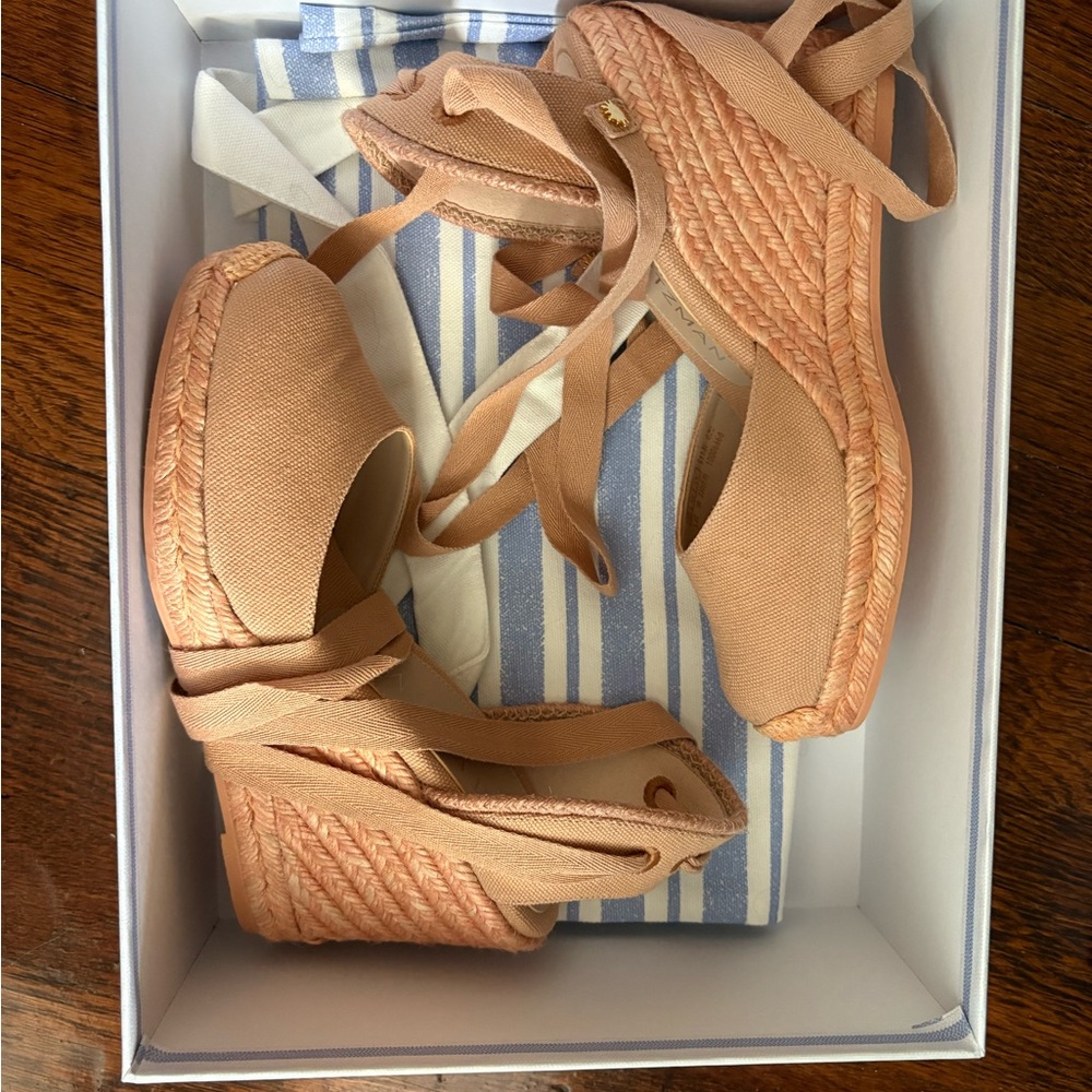 Stuart Weitzman Peach Espadrille Wedges